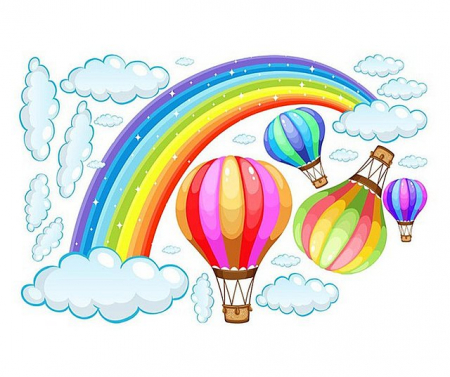 Sticker decorativ curcubeu si baloane cu aer cald [3]