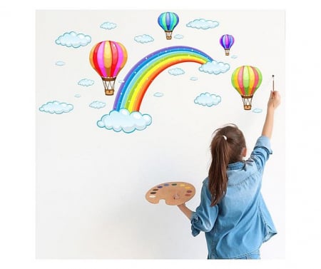 Sticker decorativ curcubeu si baloane cu aer cald [2]