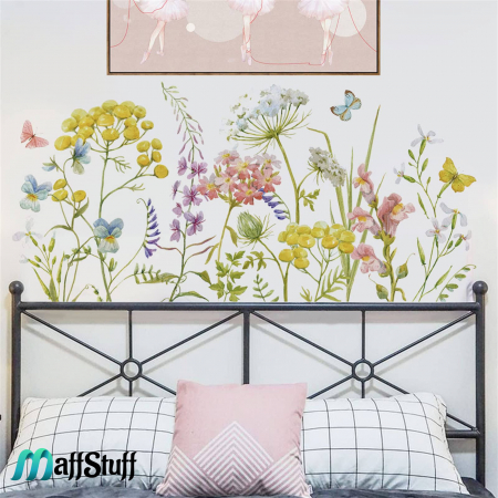 Decorațiuni - Bricolaj DIY - Sticker Decorativ de Perete cu Flori Sălbatice de Câmpie