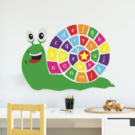 Sticker Decorativ Melc Vesel cu Abecedar pe Cochilie [1]