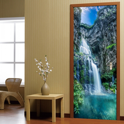 Sticker decorativ ușă 3D Autocolant ușă efect 3D realist Sticker ușă model Cascadă pe Lac de Munte Autocolant adeziv ușă 78x200 cm Sticker ușă design peisaj montan Autocolant decorativ ușă peisaj de munte Sticker ușă interior 3D Autocolant ușă peisaj cu cascadă Sticker ușă autoadeziv 3D Autocolant ușă efect vizual 3D [9]