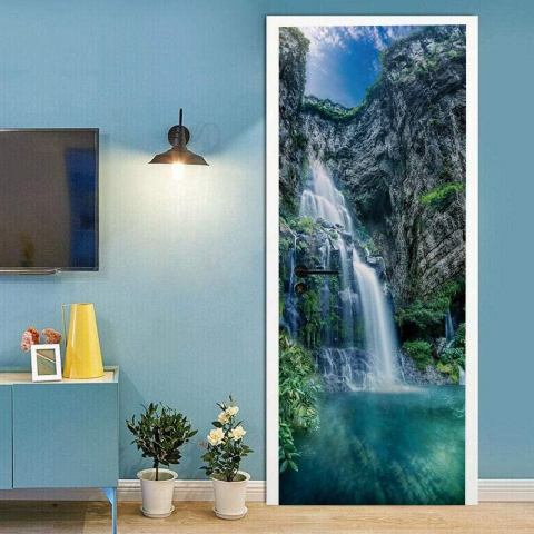 Sticker decorativ ușă 3D Autocolant ușă efect 3D realist Sticker ușă model Cascadă pe Lac de Munte Autocolant adeziv ușă 78x200 cm Sticker ușă design peisaj montan Autocolant decorativ ușă peisaj de munte Sticker ușă interior 3D Autocolant ușă peisaj cu cascadă Sticker ușă autoadeziv 3D Autocolant ușă efect vizual 3D [7]