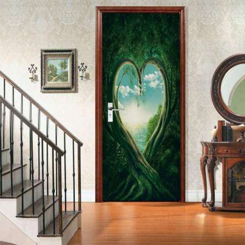 Sticker decorativ ușă 3D Autocolant ușă efect 3D realist Sticker ușă model Inima în Natură Autocolant adeziv ușă 78x200 cm Sticker ușă design natură Autocolant decorativ ușă peisaj natural Sticker ușă interior 3D Autocolant ușă peisaj romantic Sticker ușă autoadeziv 3D Autocolant ușă efect vizual 3D [8]