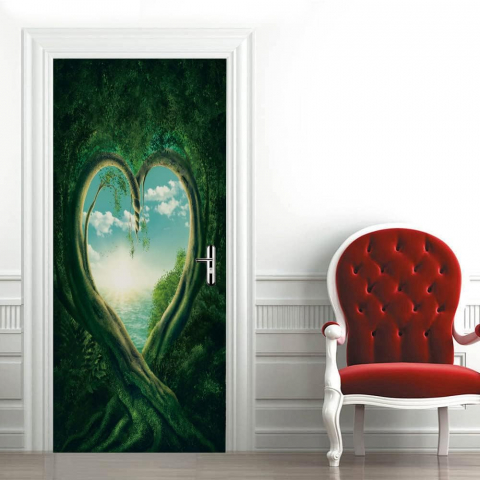 Sticker decorativ ușă 3D Autocolant ușă efect 3D realist Sticker ușă model Inima în Natură Autocolant adeziv ușă 78x200 cm Sticker ușă design natură Autocolant decorativ ușă peisaj natural Sticker ușă interior 3D Autocolant ușă peisaj romantic Sticker ușă autoadeziv 3D Autocolant ușă efect vizual 3D [5]