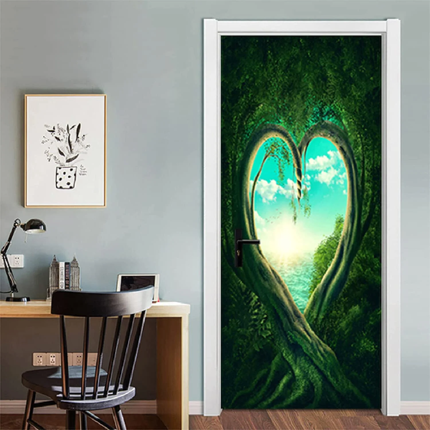 Sticker decorativ ușă 3D Autocolant ușă efect 3D realist Sticker ușă model Inima în Natură Autocolant adeziv ușă 78x200 cm Sticker ușă design natură Autocolant decorativ ușă peisaj natural Sticker ușă interior 3D Autocolant ușă peisaj romantic Sticker ușă autoadeziv 3D Autocolant ușă efect vizual 3D [6]