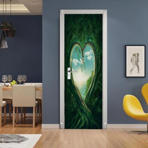 Sticker decorativ ușă 3D Autocolant ușă efect 3D realist Sticker ușă model Inima în Natură Autocolant adeziv ușă 78x200 cm Sticker ușă design natură Autocolant decorativ ușă peisaj natural Sticker ușă interior 3D Autocolant ușă peisaj romantic Sticker ușă autoadeziv 3D Autocolant ușă efect vizual 3D [3]