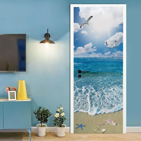 Sticker decorativ ușă 3D Autocolant ușă efect 3D realist Sticker ușă model Malul Mării Autocolant adeziv ușă 78x200 cm Sticker ușă design peisaj marin Autocolant decorativ ușă peisaj maritim Sticker ușă interior 3D Autocolant ușă peisaj litoral Sticker ușă autoadeziv 3D Autocolant ușă efect vizual 3D [6]