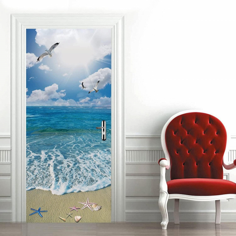 Sticker decorativ ușă 3D Autocolant ușă efect 3D realist Sticker ușă model Malul Mării Autocolant adeziv ușă 78x200 cm Sticker ușă design peisaj marin Autocolant decorativ ușă peisaj maritim Sticker ușă interior 3D Autocolant ușă peisaj litoral Sticker ușă autoadeziv 3D Autocolant ușă efect vizual 3D [3]