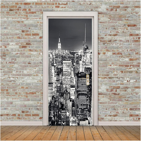 Sticker decorativ ușă 3D Autocolant ușă efect 3D realist Sticker ușă model New York în Noapte Autocolant adeziv ușă 78x200 cm Sticker ușă design urban nocturn Autocolant decorativ ușă peisaj urban Sticker ușă interior 3D Autocolant ușă peisaj New York noaptea Sticker ușă autoadeziv 3D Autocolant ușă efect vizual 3D [4]