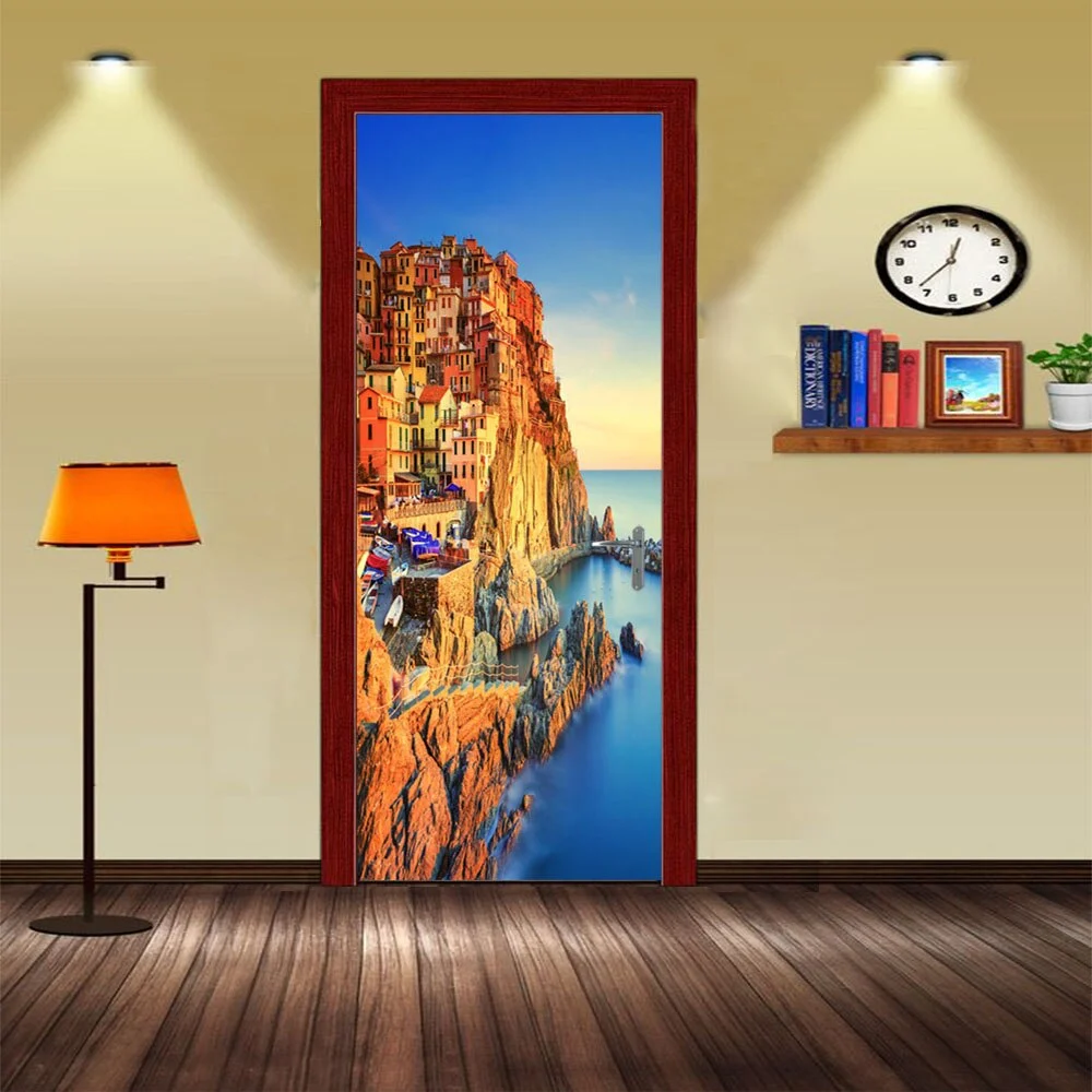 Sticker decorativ ușă 3D Autocolant ușă efect 3D realist Sticker ușă model Peisaj Santorini Grecia Autocolant adeziv ușă 78x200 cm Sticker ușă design peisaj grecesc Autocolant decorativ ușă peisaj mediteranean Sticker ușă interior 3D Autocolant ușă peisaj Santorini Sticker ușă autoadeziv 3D Autocolant ușă efect vizual 3D [3]