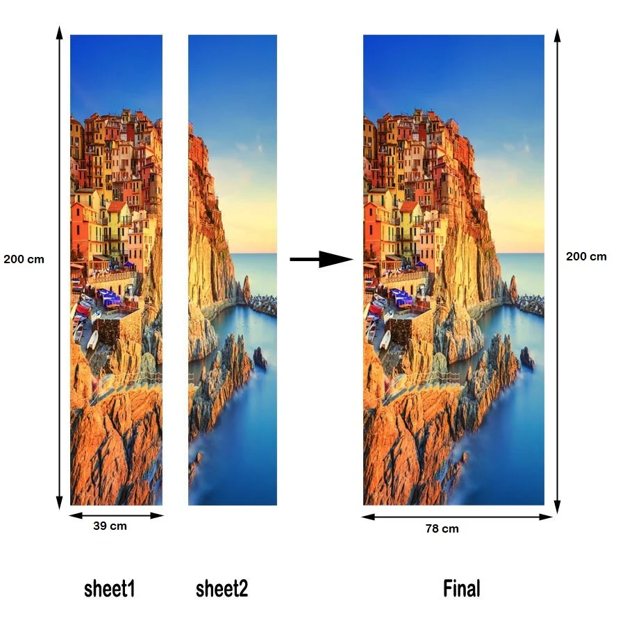 Sticker decorativ ușă 3D Autocolant ușă efect 3D realist Sticker ușă model Peisaj Santorini Grecia Autocolant adeziv ușă 78x200 cm Sticker ușă design peisaj grecesc Autocolant decorativ ușă peisaj mediteranean Sticker ușă interior 3D Autocolant ușă peisaj Santorini Sticker ușă autoadeziv 3D Autocolant ușă efect vizual 3D [7]