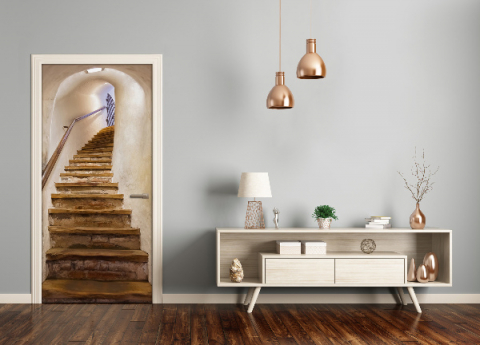 Sticker decorativ ușă 3D Autocolant ușă efect 3D realist Sticker ușă model scări rustice Autocolant adeziv ușă 78x200 cm Sticker ușă design scări Autocolant decorativ ușă rustic Sticker ușă interior 3D Autocolant ușă scări 3D Sticker ușă autoadeziv 3D Autocolant ușă model scări [11]
