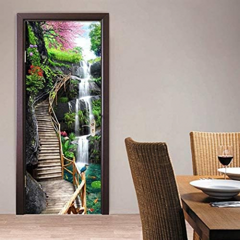 Sticker decorativ ușă 3D Autocolant ușă efect 3D realist Sticker ușă model Trepte Lângă Cascadă Autocolant adeziv ușă 78x200 cm Sticker ușă design natură Autocolant decorativ ușă peisaj natural Sticker ușă interior 3D Autocolant ușă peisaj cu cascadă Sticker ușă autoadeziv 3D Autocolant ușă efect vizual 3D [5]