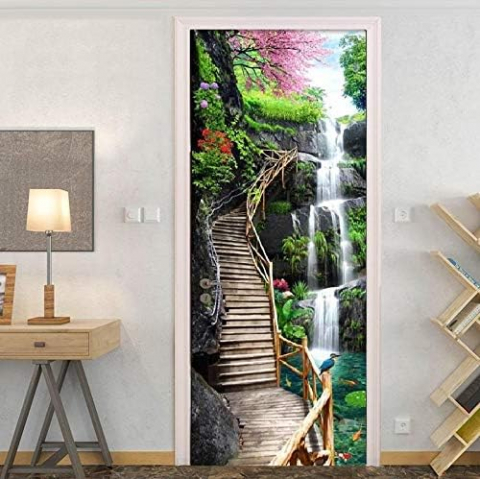 Sticker decorativ ușă 3D Autocolant ușă efect 3D realist Sticker ușă model Trepte Lângă Cascadă Autocolant adeziv ușă 78x200 cm Sticker ușă design natură Autocolant decorativ ușă peisaj natural Sticker ușă interior 3D Autocolant ușă peisaj cu cascadă Sticker ușă autoadeziv 3D Autocolant ușă efect vizual 3D [7]