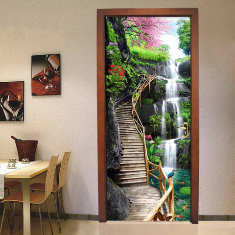 Sticker decorativ ușă 3D Autocolant ușă efect 3D realist Sticker ușă model Trepte Lângă Cascadă Autocolant adeziv ușă 78x200 cm Sticker ușă design natură Autocolant decorativ ușă peisaj natural Sticker ușă interior 3D Autocolant ușă peisaj cu cascadă Sticker ușă autoadeziv 3D Autocolant ușă efect vizual 3D [15]