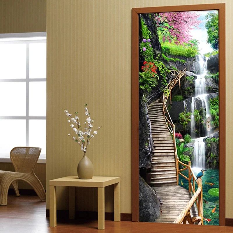 Sticker decorativ ușă 3D Autocolant ușă efect 3D realist Sticker ușă model Trepte Lângă Cascadă Autocolant adeziv ușă 78x200 cm Sticker ușă design natură Autocolant decorativ ușă peisaj natural Sticker ușă interior 3D Autocolant ușă peisaj cu cascadă Sticker ușă autoadeziv 3D Autocolant ușă efect vizual 3D [16]
