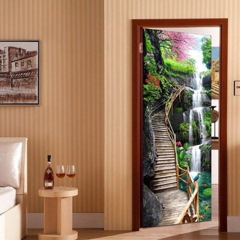 Sticker decorativ ușă 3D Autocolant ușă efect 3D realist Sticker ușă model Trepte Lângă Cascadă Autocolant adeziv ușă 78x200 cm Sticker ușă design natură Autocolant decorativ ușă peisaj natural Sticker ușă interior 3D Autocolant ușă peisaj cu cascadă Sticker ușă autoadeziv 3D Autocolant ușă efect vizual 3D [2]