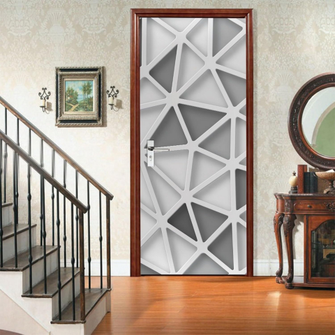 Sticker decorativ ușă 3D Autocolant ușă efect 3D realist Sticker ușă model triunghiuri abstracte Autocolant adeziv ușă 78x200 cm Sticker ușă design geometric Autocolant decorativ ușă abstract Sticker ușă interior 3D Autocolant ușă model triunghiuri 3D Sticker ușă autoadeziv 3D Autocolant ușă efect vizual 3D [4]