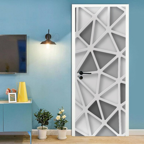 Stickere Pentru Usi - Sticker decorativ ușă 3D Autocolant ușă efect 3D realist Sticker ușă model triunghiuri abstracte Autocolant adeziv ușă 78x200 cm Sticker ușă design geometric Autocolant decorativ ușă abstract Sticker ușă interior 3D Autocolant ușă model triunghiuri 3D Sticker ușă autoadeziv 3D Autocolant ușă efect vizual 3D