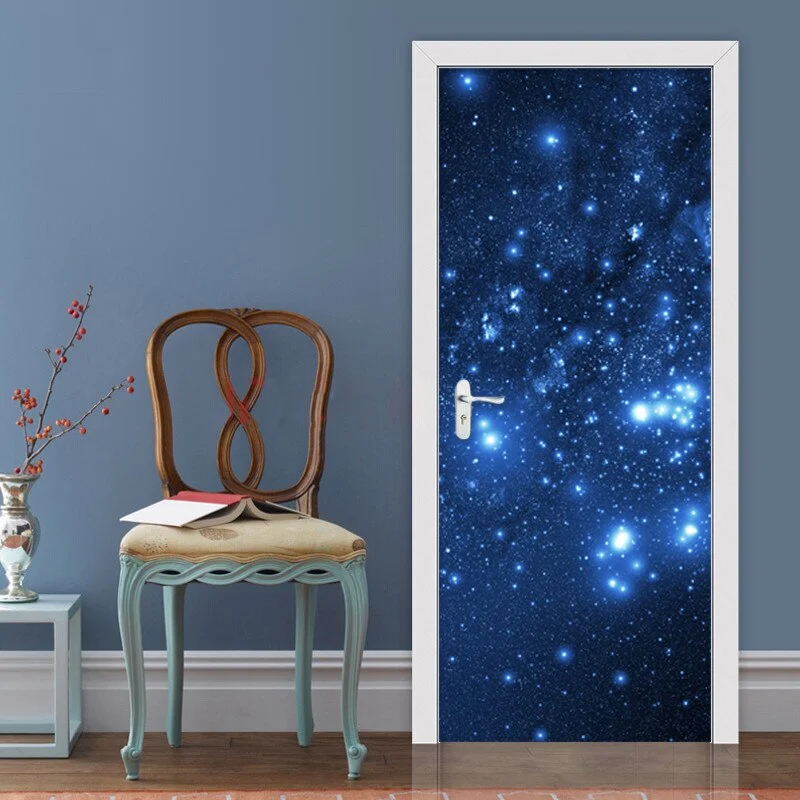 Stickere Pentru Usi - Sticker decorativ ușă 3D Autocolant ușă efect 3D realist Sticker ușă model Universul Înstelat Autocolant adeziv ușă 78x200 cm Sticker ușă design spațial Autocolant decorativ ușă galaxie Sticker ușă interior 3D Autocolant ușă model cer înstelat Sticker ușă autoadeziv 3D Autocolant ușă efect vizual 3D