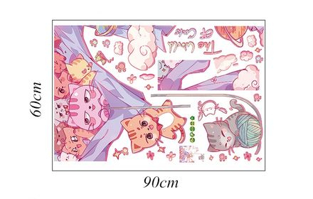 Sticker decorativ pentru usa, cu pisicute [3]
