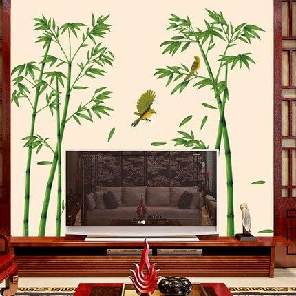 Sticker Decorativ Plante de Bambus si Pasari Colibry