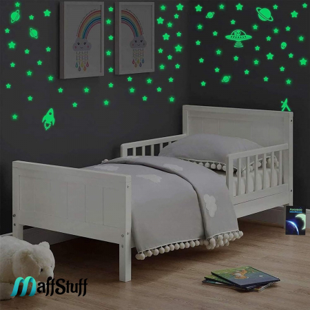 Stickere Decorative de Perete Fosforescente, Pentru Camera Copilului, Sub Forma de Stelute, Extraterestri, Planete si Nave Spatiale, Set de 278 buc [12]