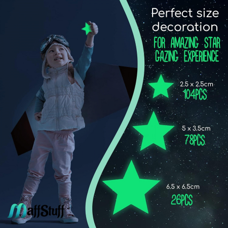 Stickere Decorative de Perete Fosforescente, Pentru Camera Copilului, Sub Forma de Stelute, Extraterestri, Planete si Nave Spatiale, Set de 278 buc [13]