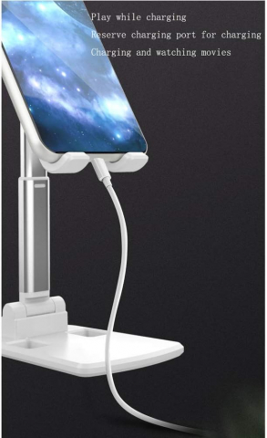 Suport Telefon și Tabletă de Birou – Reglabil, Pliabil, Portabil, Alb – Vizualizare Produs [8]