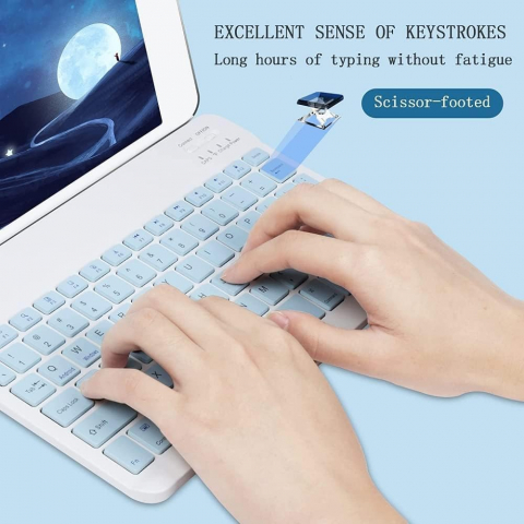 Set Tastatură și Mouse Wireless – Bluetooth, Silențios, Ultra-Subțire, Compatibil PC, Laptop, Android, iOS, Windows – Culoare Albastru [9]