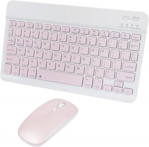 Set Tastatură și Mouse Wireless – Bluetooth, Silențios, Ultra-Subțire, Compatibil PC, Laptop, Android, iOS, Windows – Culoare Roz [7]