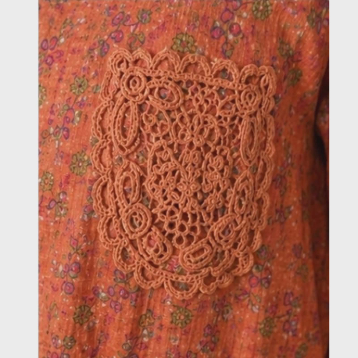 Rochie din vascoza croi larg si buzunar macrame si imprimiu floral [3]