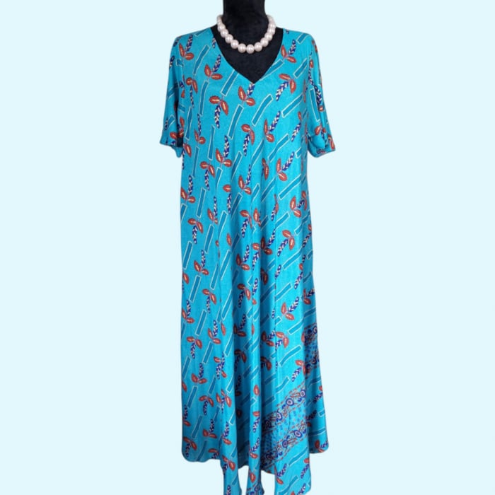 Rochie asimetrica din matase indiana cu maneca scurta [1]