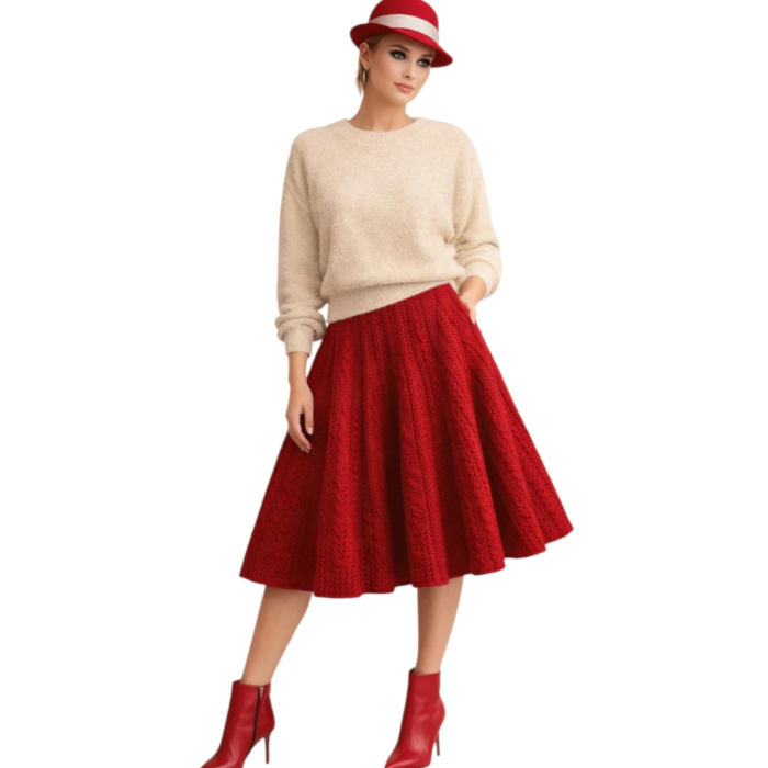 Pulover crem si sclipici fin pentru iarna cu maneca lunga [2]