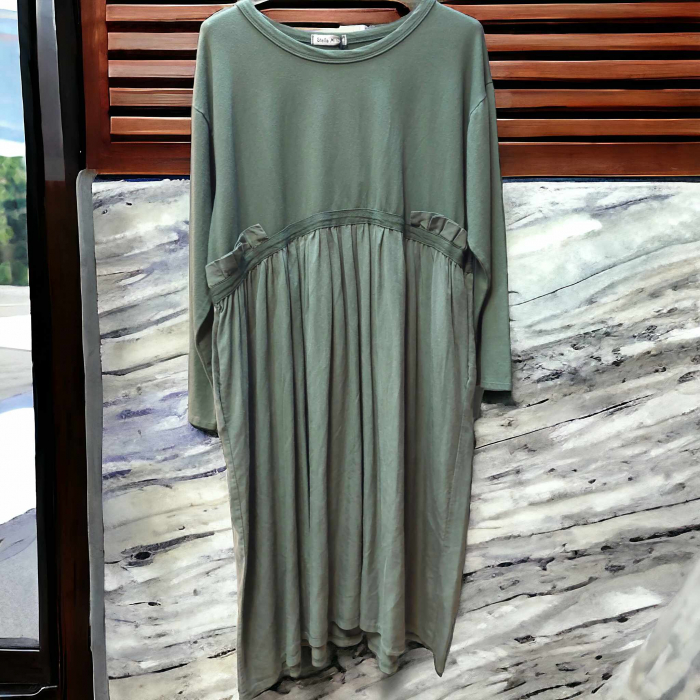 Rochie crem din bumbac croi larg si banda stransa [2]