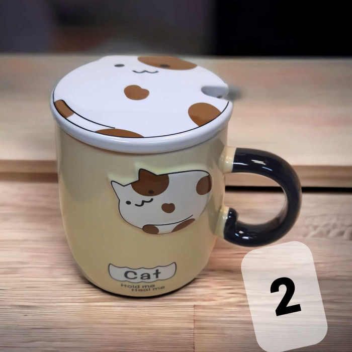 cana pisica din ceramica cu capac si lingurita [2]