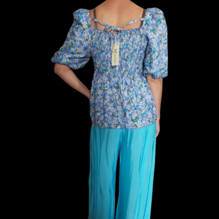 Bluza cu maneci bufante si plasa elastica la bust [2]