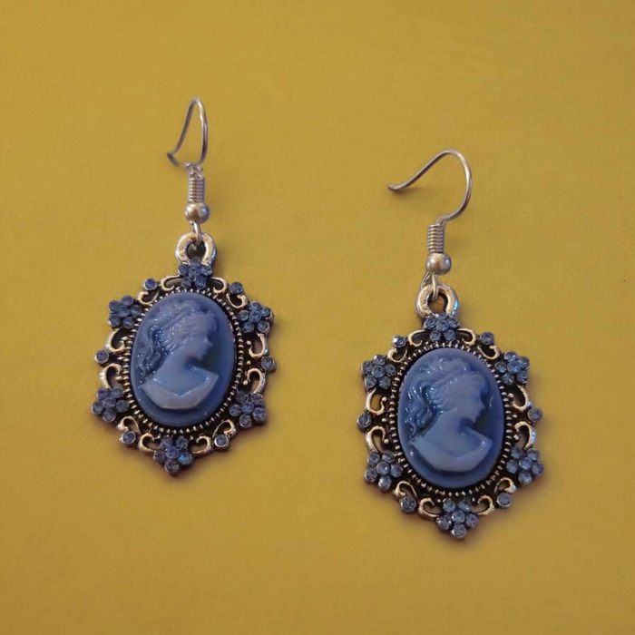 cercei din metal cu camee si pietre marcasite [2]