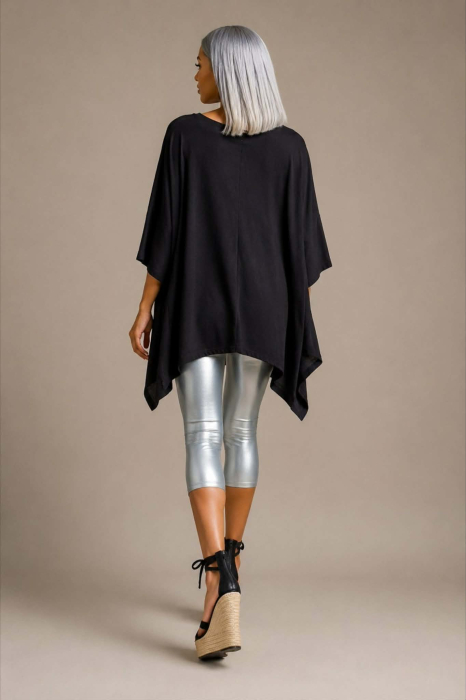 Bluza neagra  din bumbac cu imprimeu catel  tip fluture [2]