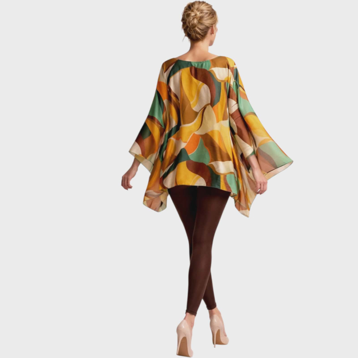 Bluza asimetrica din vascoza cu maneci tip kimono [2]