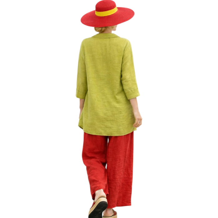 Camasa din in galben mustar croi usor fluture [2]