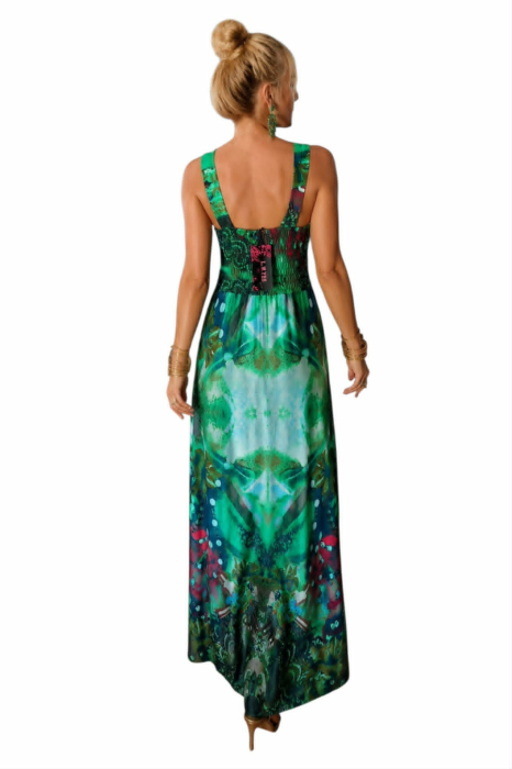 Rochie lunga din lycra cu accesoriu la bust si bretele [3]