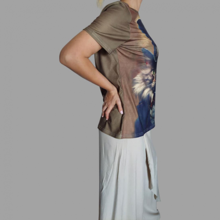 Tricou Maneca Scurta cu DEsen Pisica pe Ambele Parti [2]