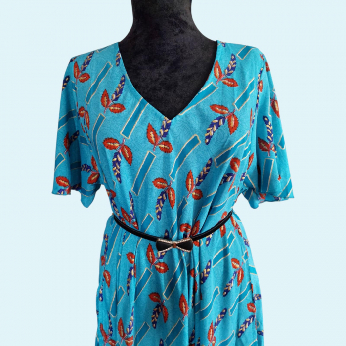Rochie asimetrica din matase indiana cu maneca scurta [2]