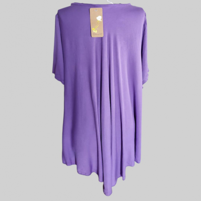 Bluza Mov Asimetrica cu Anchior din Bumbac pentru Marime Mare [3]