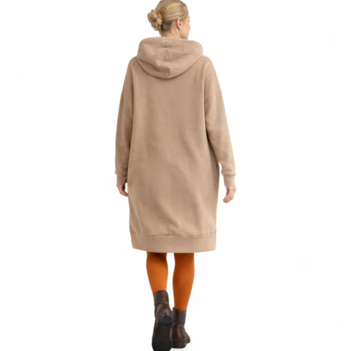 Rochie maro din bumbac  tip hanorac cu gluga si imprimeu pisici [3]