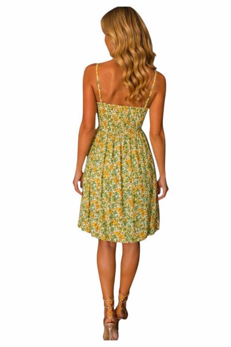 Rochie din bumbac cu bretele si plasa elastica la bust [2]