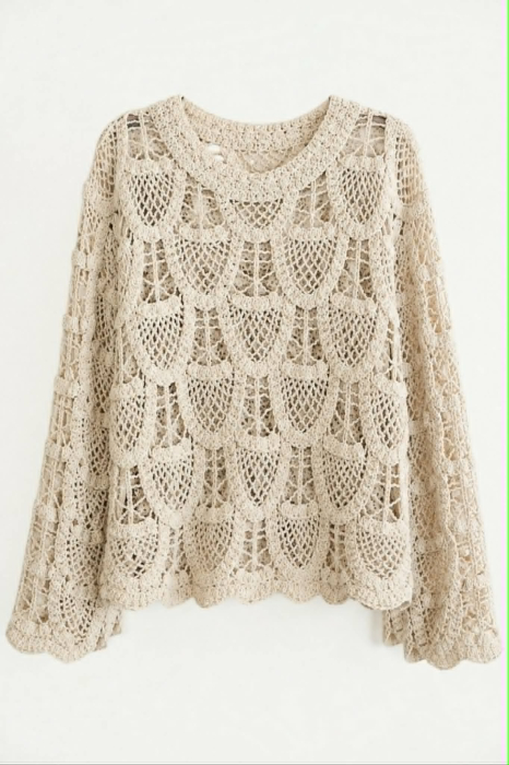 Bluza crem crosetata cu aspect macrame  stil boho [2]