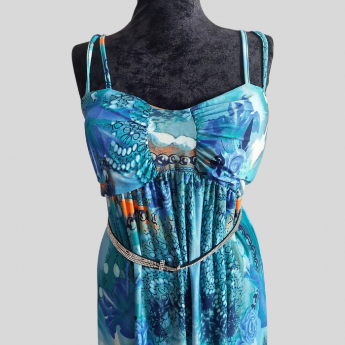 Rochie Lunga din Lycra cu Bretele Duble pe Umeri [3]