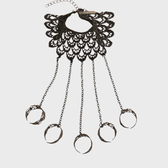 Bratara neagra tip slave cu cinci inele reglabile  din metal [2]